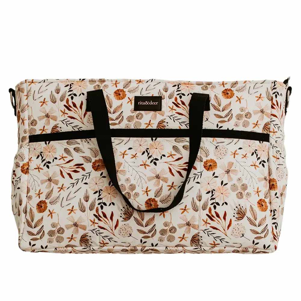 bolso para carro gemelar de bebé original y moderno con estampado floral