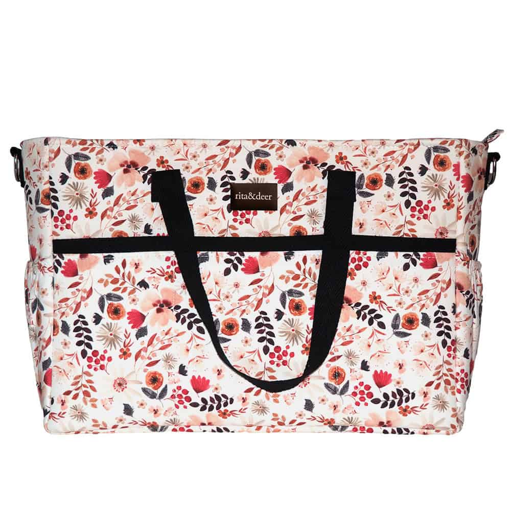 bolso de carro gemelar universal con estampado de flores