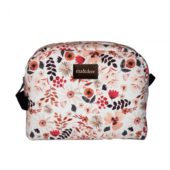 neceser de bebe estampado flores rojas