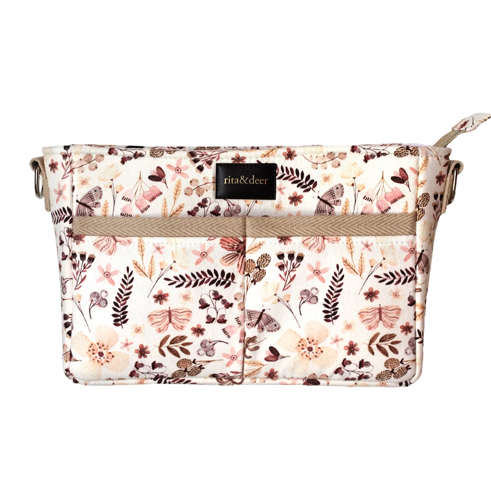 bolso carro organizador green forest en color verde y estampado de flores