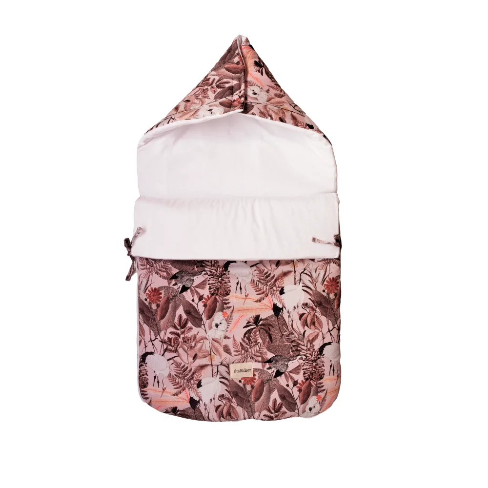 saco capazo para bebé de entretiempo e invierno con estampado original exotic pink
