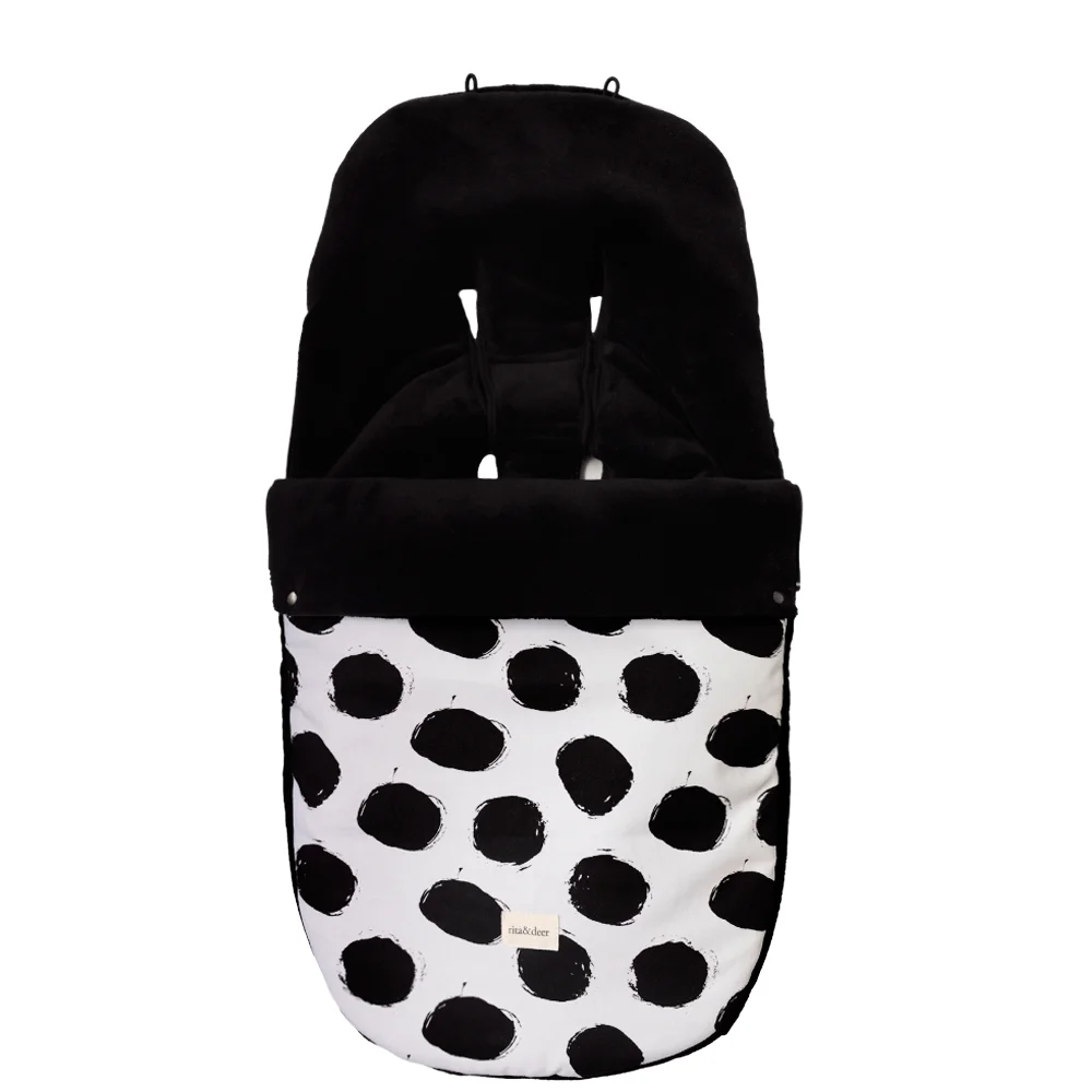 saco para carro de bebé o saco para silla de paseo con estampado de lunares en color negro o de estampado confeti
