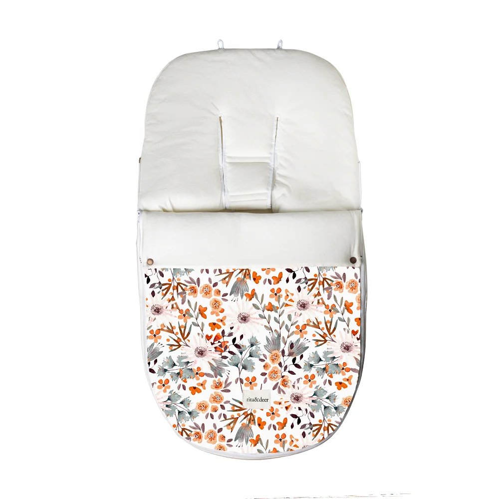 saco carro bebe botanical flores de colores suave interior
