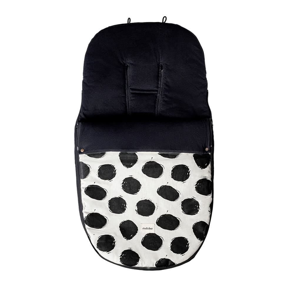 saco carro bebé Bubble Dots de entretiempo con estampado de motas blanco y negro