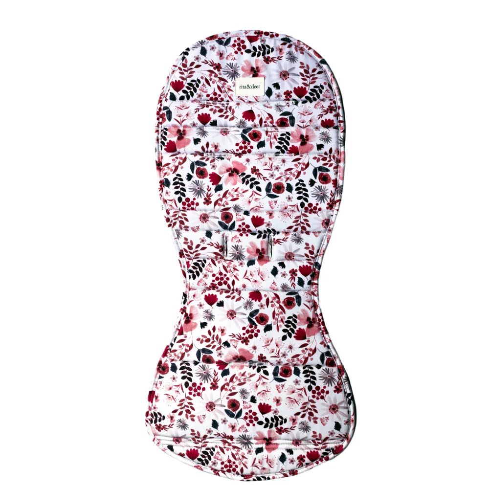 colchoneta babyzen yoyo con estampado floral spring passion de rita and deer en tonos blaco,rojo,ros y grises