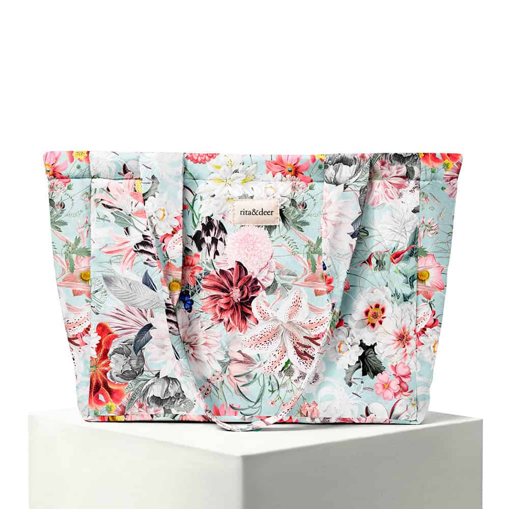 bolso de carro de bebé panera mum con estampado floral o flores