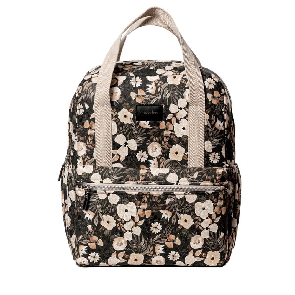 Mochila para carro de bebé green forest universal con fondo verde y estampado de flores