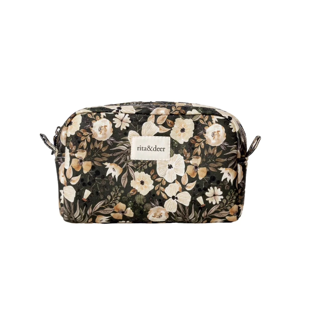 neceser de bebé pequeño verde con estampado flores