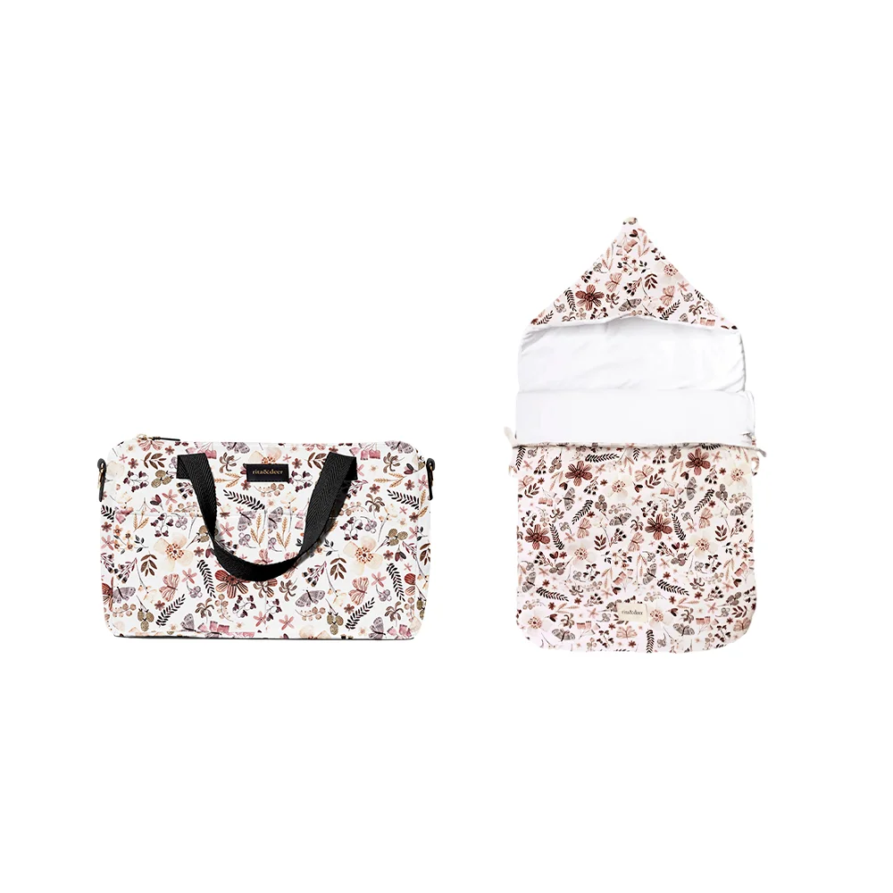 bolso carro bebé chester butterfly con saco de capazo estampado de flores a conjunto