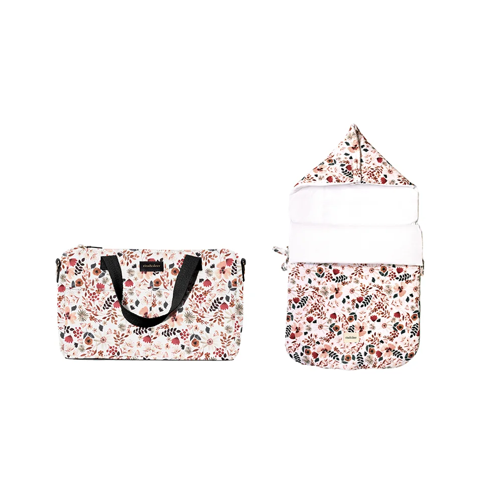 bolso carro bebé chester spring passion con saco de capazo estampado de flores en rojo