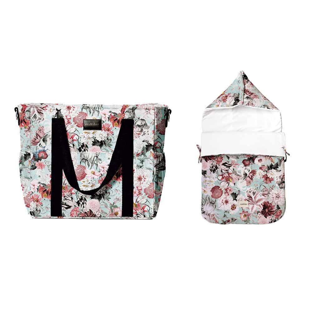 baby stroller bag and carrycot footmuff bohemian mint green