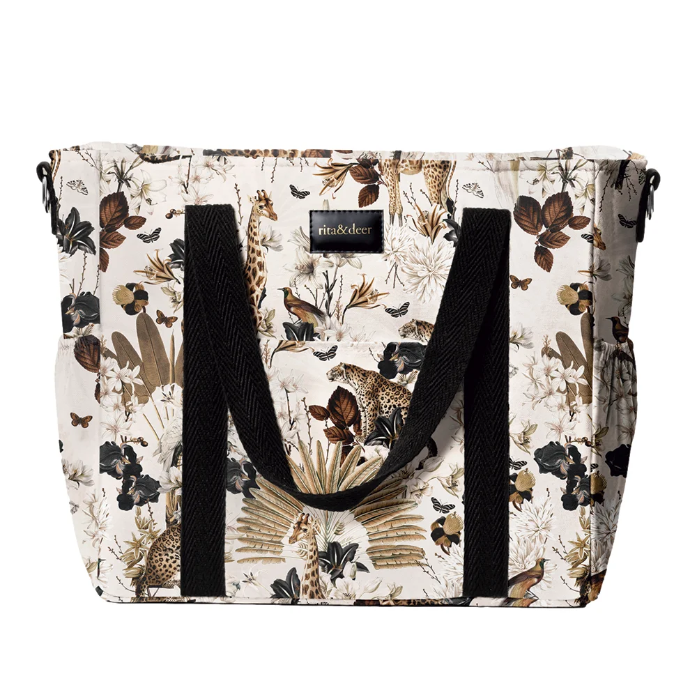 bolso carro bebe luxor estampado jirafas leopardos y flores egipto coleccion luxo olivier wolff