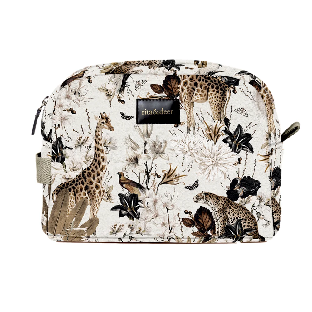 neceser-bebé-luxor-cinta-beige neceser de bebé recién nacido con estampado de jirafas y leopardos Luxor